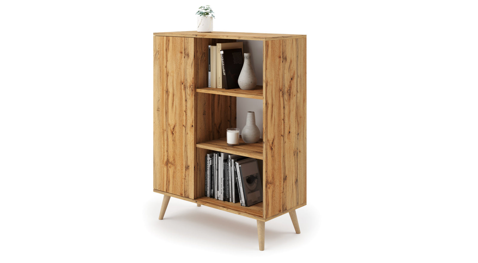 Fondi bookcase - Scandinavian style oak craft