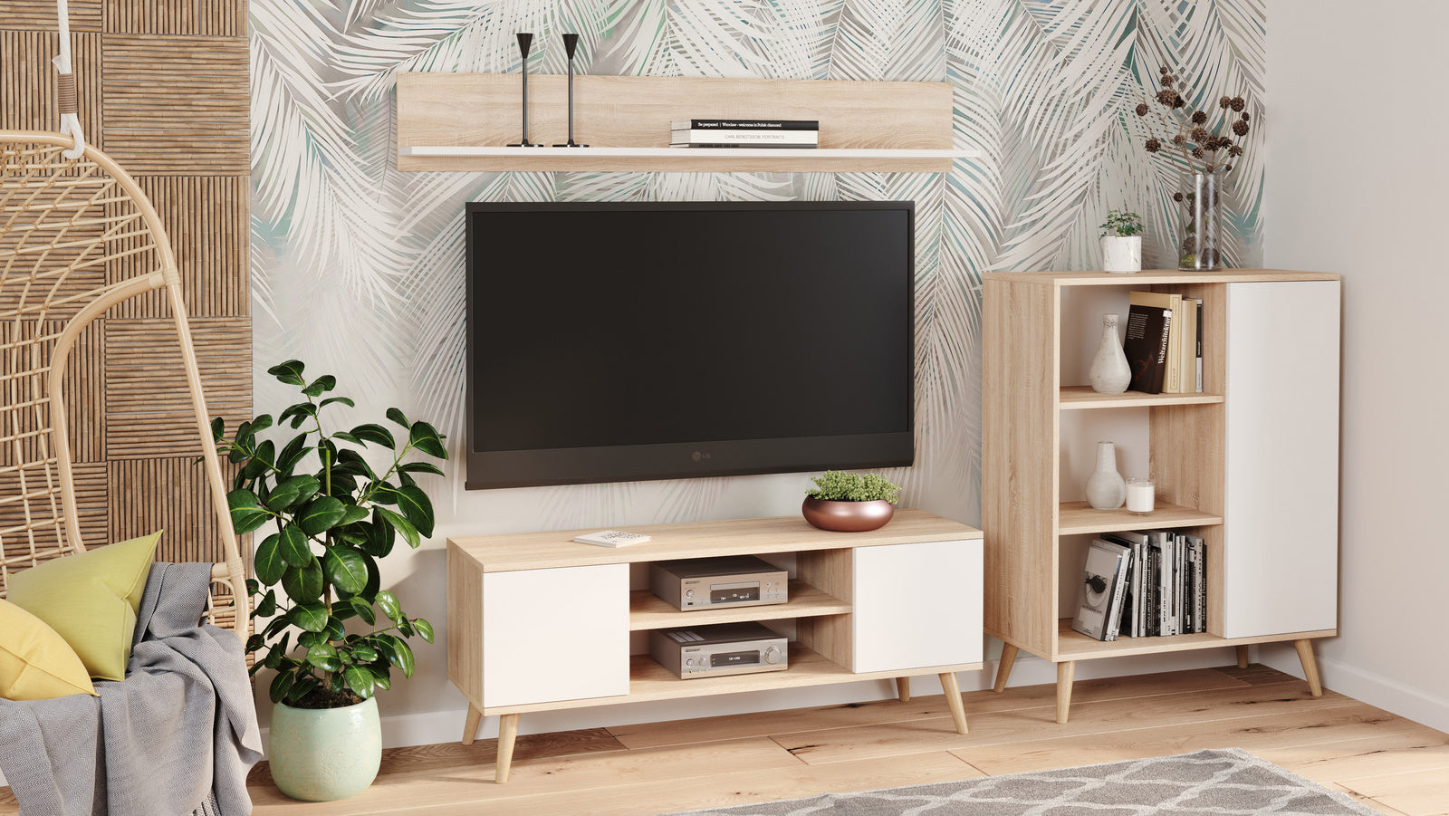 RTV Focus cabinet 155 cm oak sonoma/white