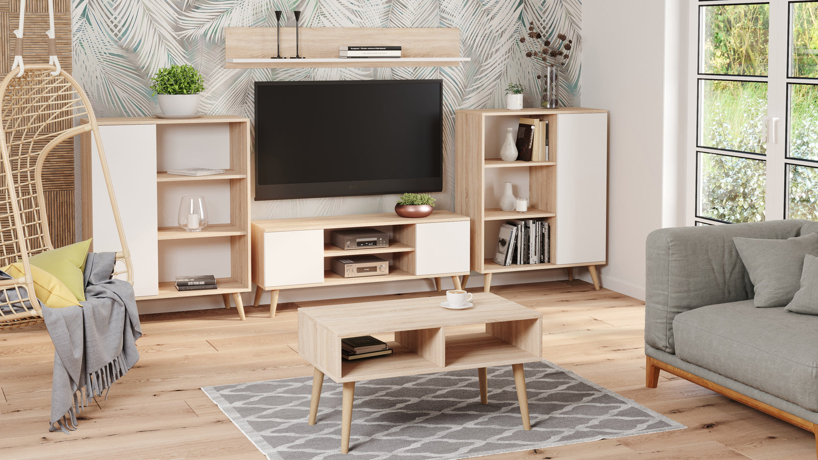 RTV Focus cabinet 155 cm oak sonoma/white