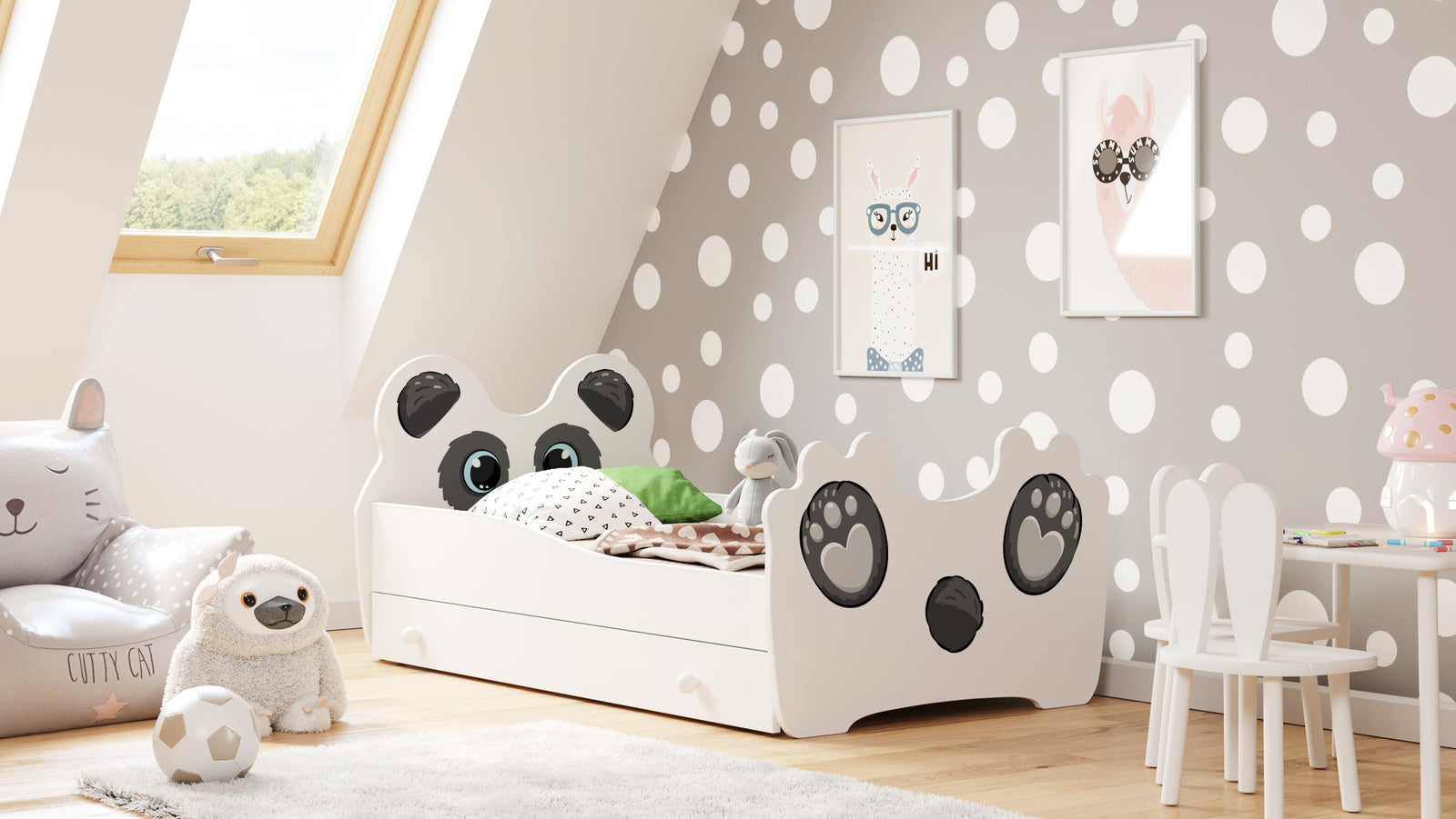 Panda children's bed 140x70 with drawer