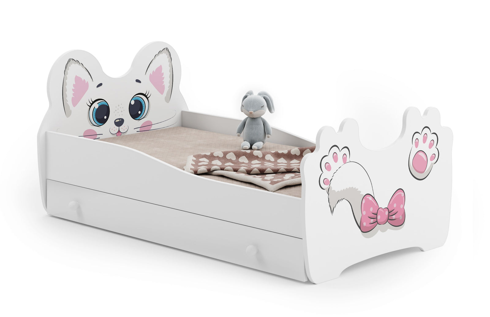 Pink Cat 140x70 children's bed with drawer