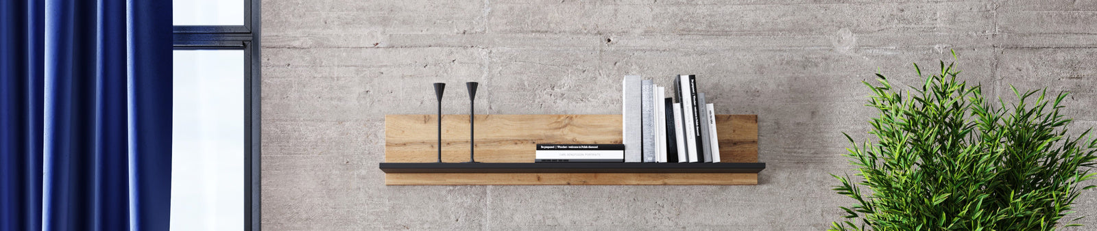 Shelf 100 cm - oak craft gold/black