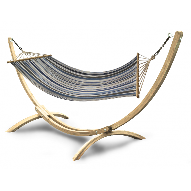 Extra-Large Wooden Hammock with Blue Fabric - Diamond Work Sp. z o.o.