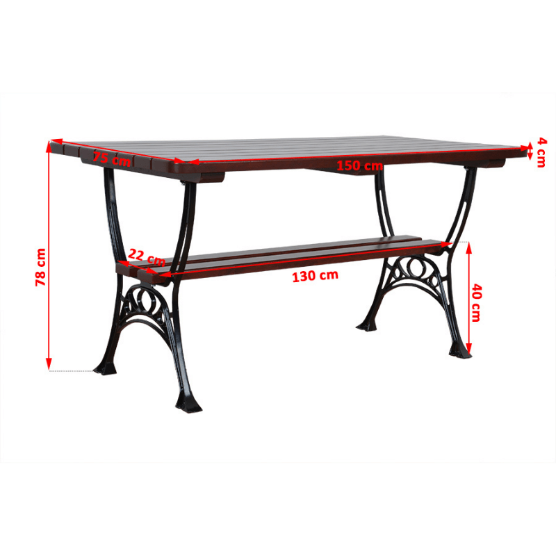 Wooden Garden 6 Seater QUEEN 4 Garden Set with armrests 1x Table 2x Bench - Diamond Work Sp. z o.o.