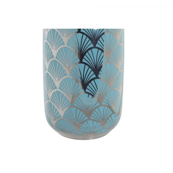 Vase DKD Home Decor Porcelain Turquoise Oriental Chromed