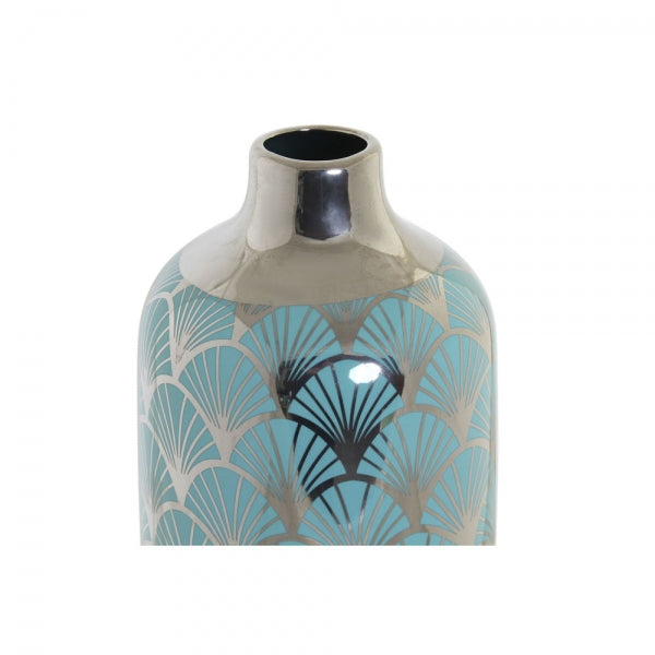 Vase DKD Home Decor Porcelain Turquoise Oriental Chromed