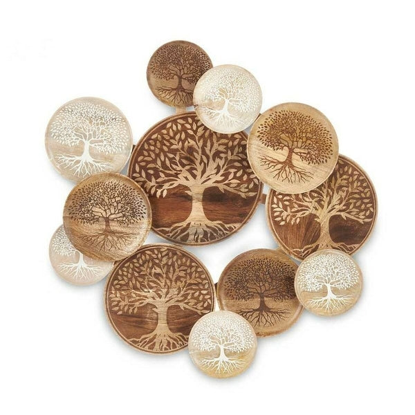 Wall Decoration White Brown Mango wood Tree of Life
